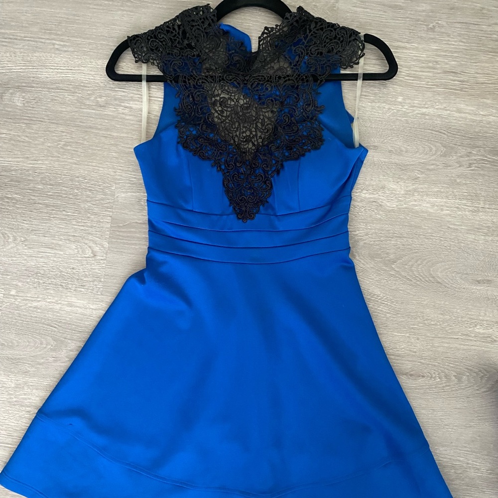 Blue and black lace dress